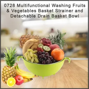 0728 Multifunctional Washing Fruits & Vegetables Basket Strainer and Detachable Drain Basket Bowl