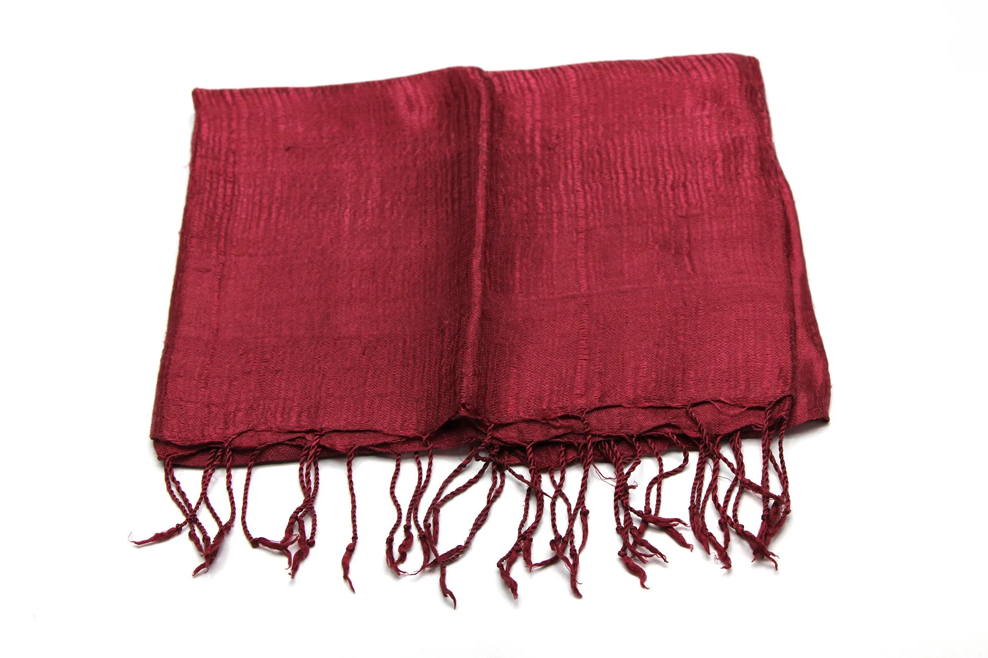 100% Fair Trade Thai Silk Solid Color Scarf Maroon