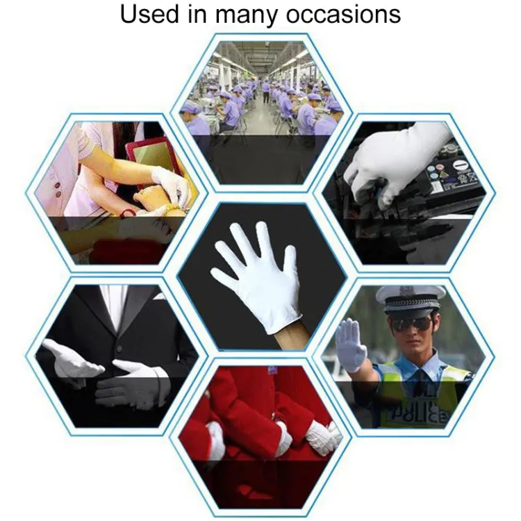 12 Pairs Pure Cotton Working Gloves, Thin Section