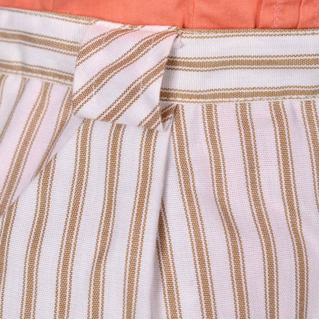 1960s Tan & White Striped Pencil Skirt