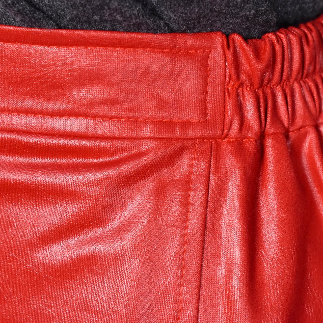 1980s Vintage Red Faux Leather Pencil Skirt