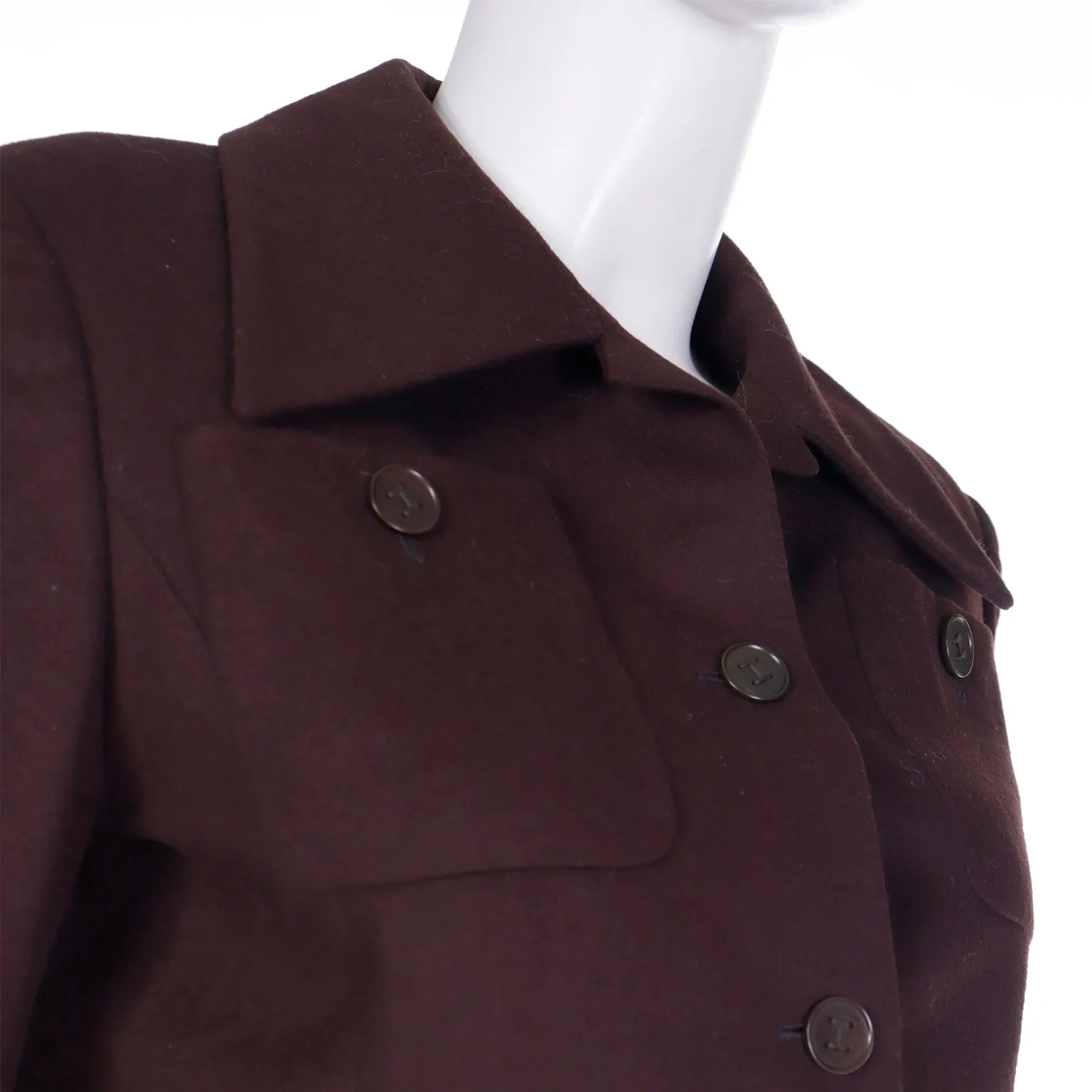 1990s Isaac Mizrahi Brown Wool Cropped Fully Lined Jacket