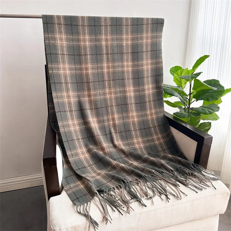 2024 Winter Warm Scarf for Women Cashmere Like Fashion Plaid Blanket Wrap Scarf