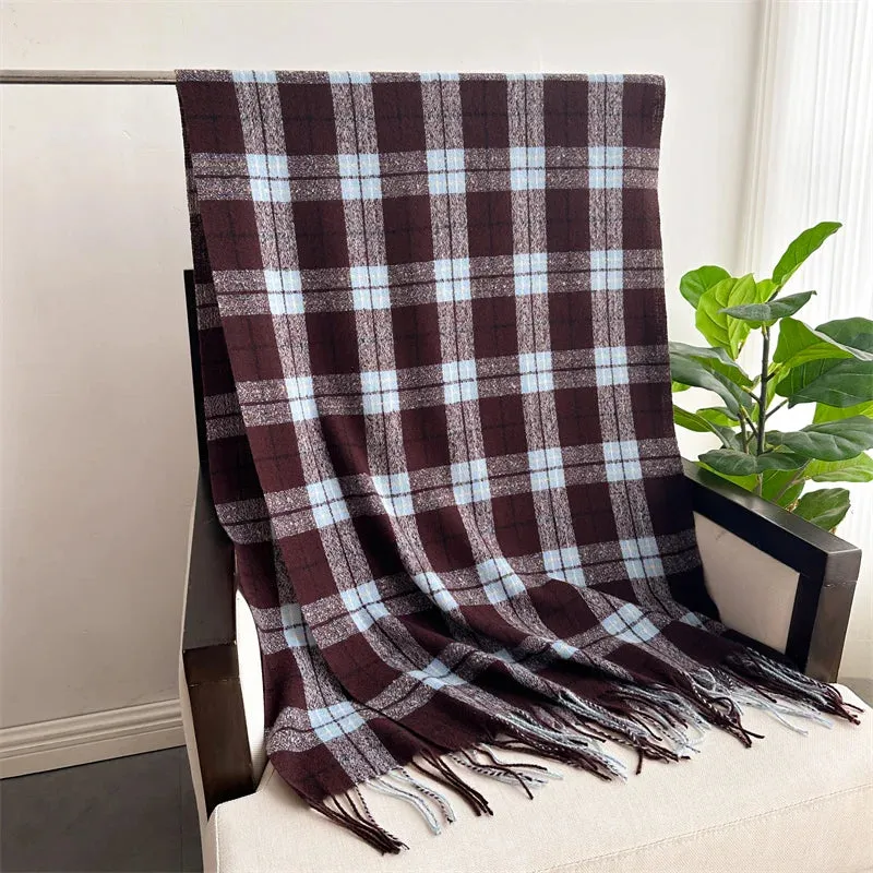 2024 Winter Warm Scarf for Women Cashmere Like Fashion Plaid Blanket Wrap Scarf