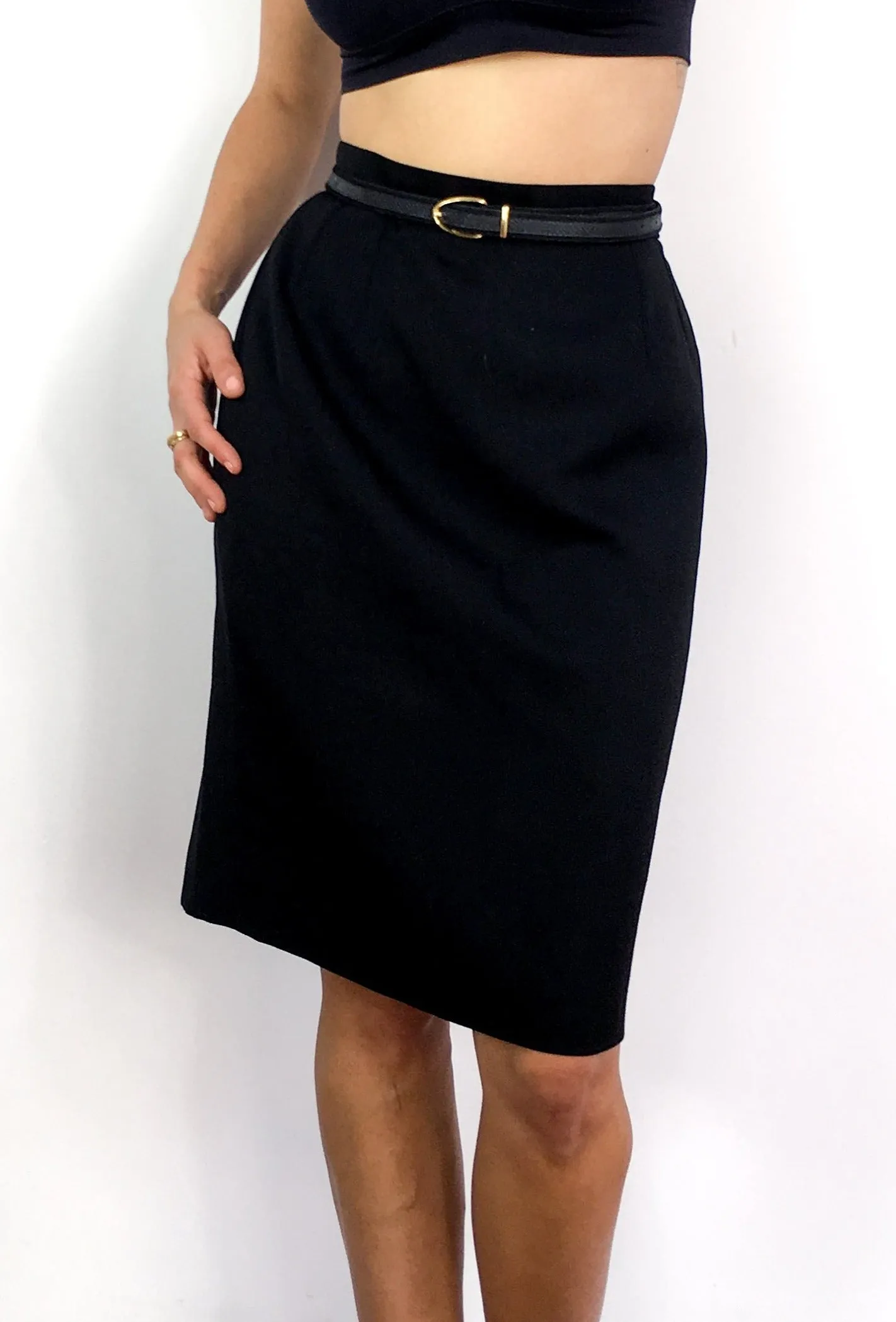 80s vintage Yves Saint Laurent wool pencil skirt