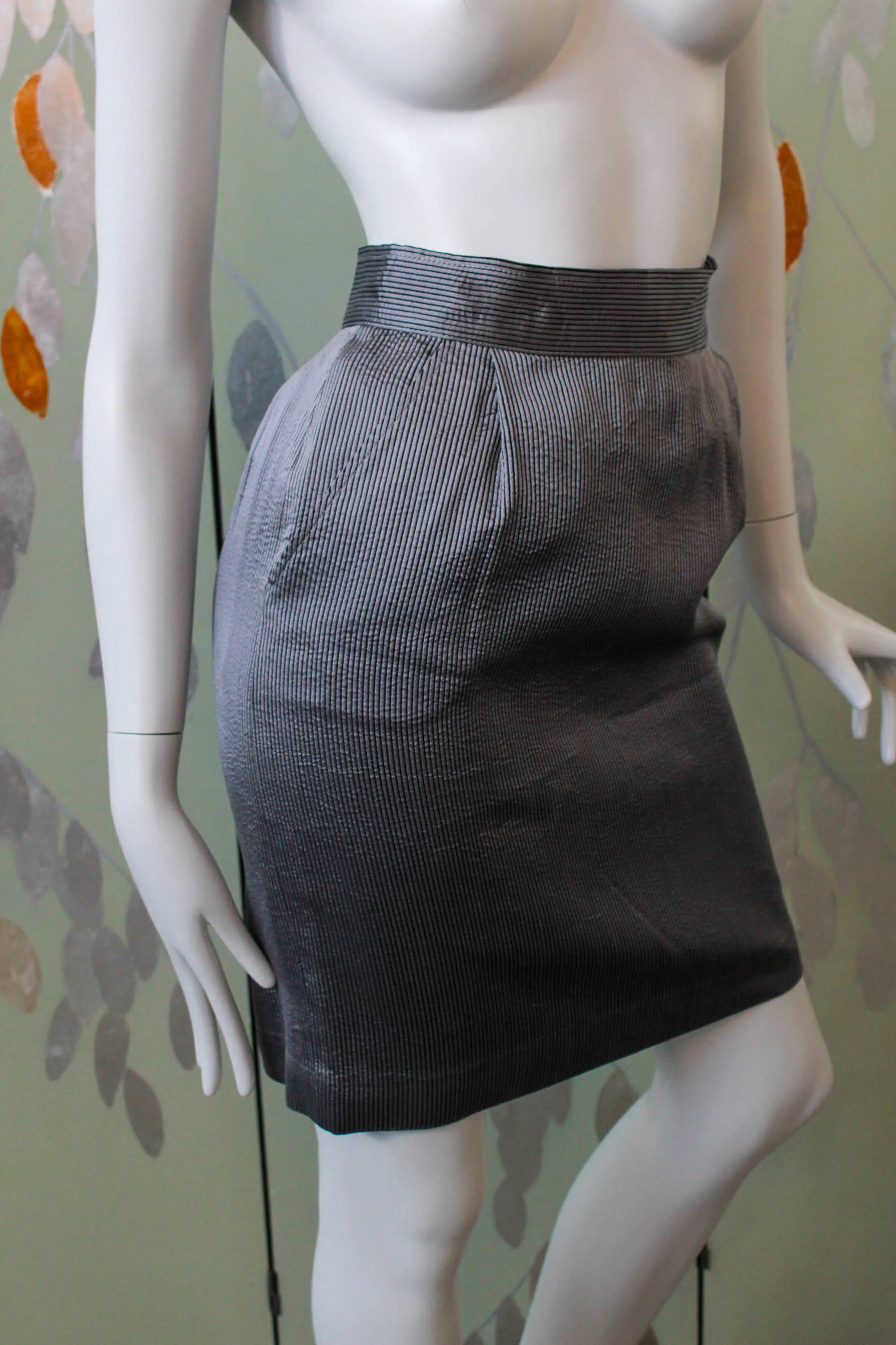 90s Harriet Selling Grey Stripe Skirt, Waist 25"