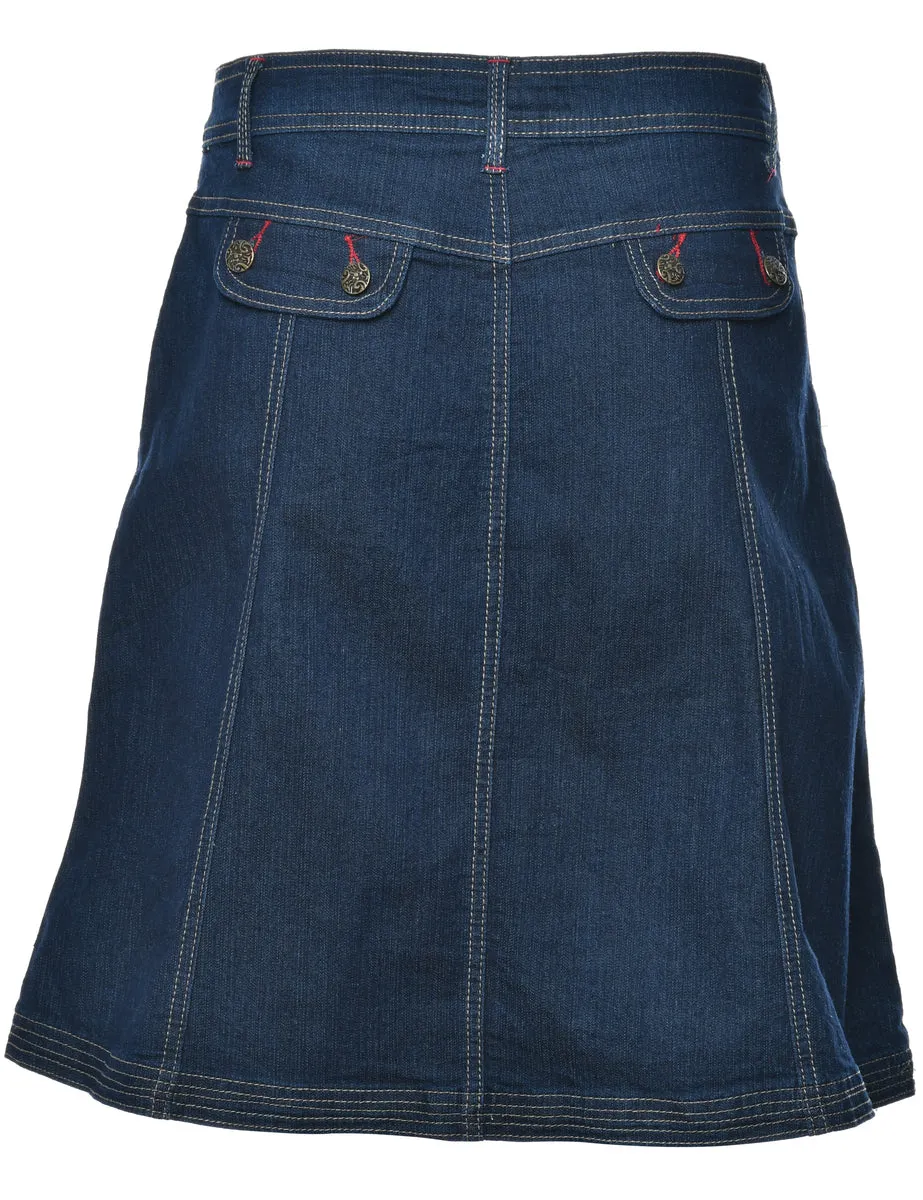 A-Line Denim Y2K Cargo Skirt - M