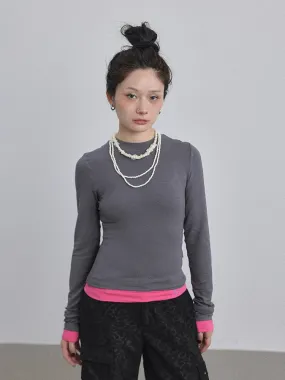 Achihara Contrast-Colored Base-Layer Long sleeved T-shirt