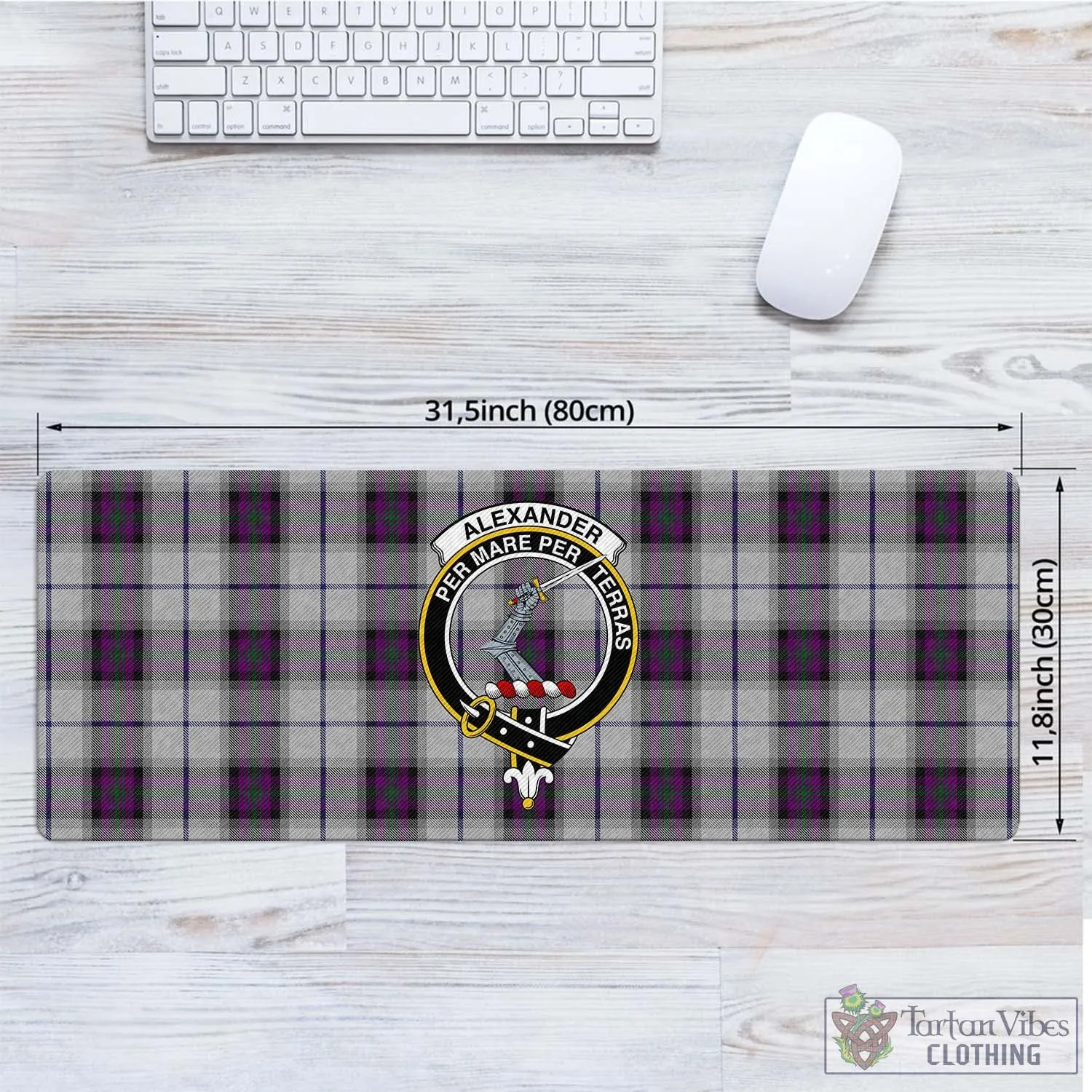 Alexander of Menstry Dress Tartan Mouse Pad with Family Crest