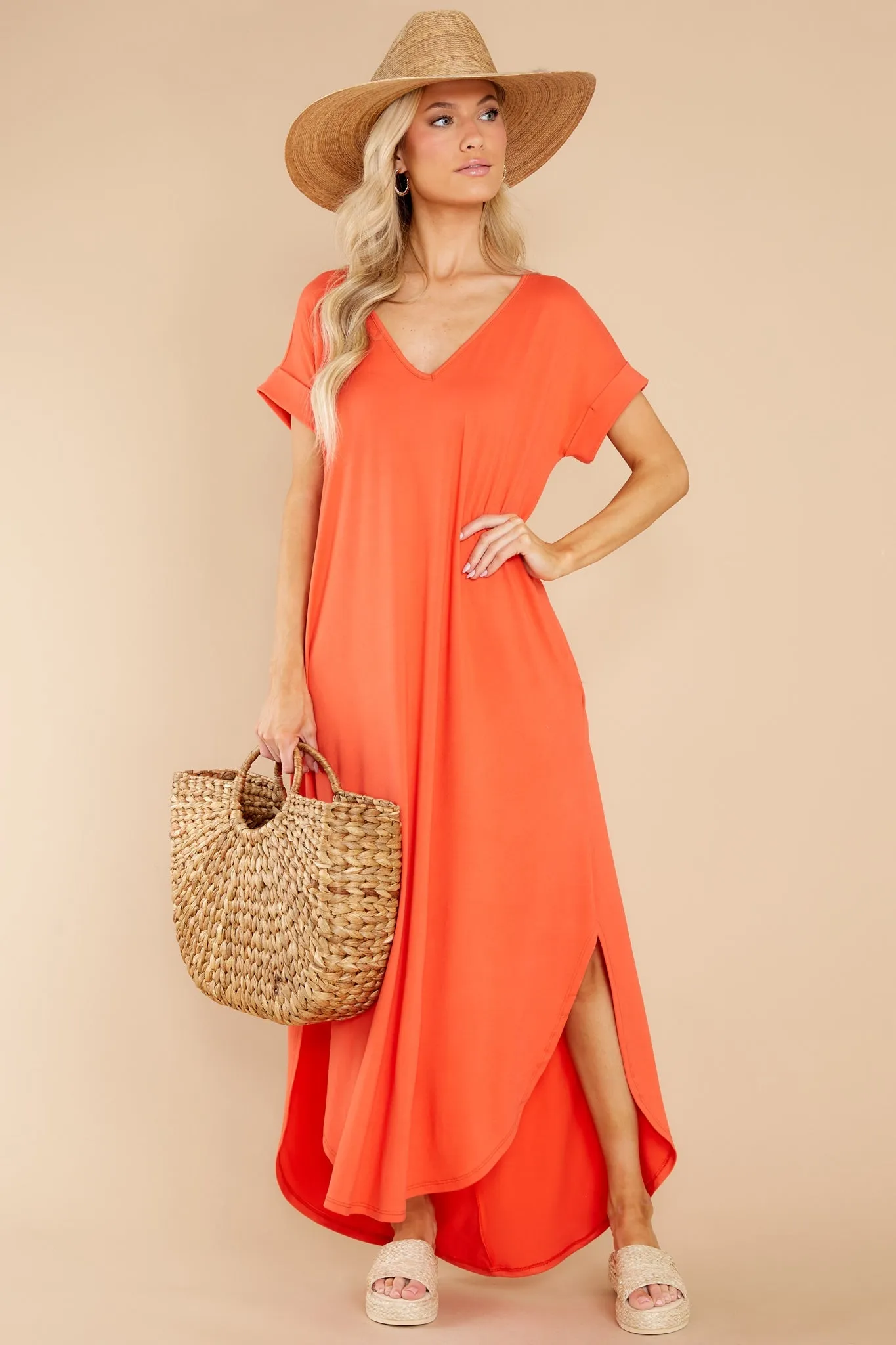 Always The Same Thing Coral Maxi Dress