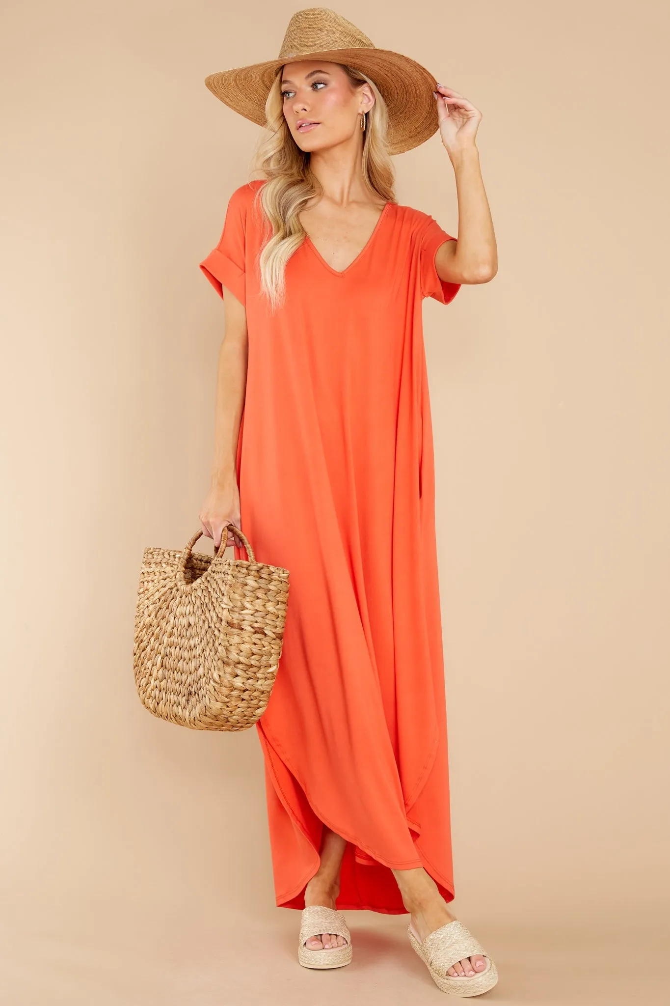 Always The Same Thing Coral Maxi Dress