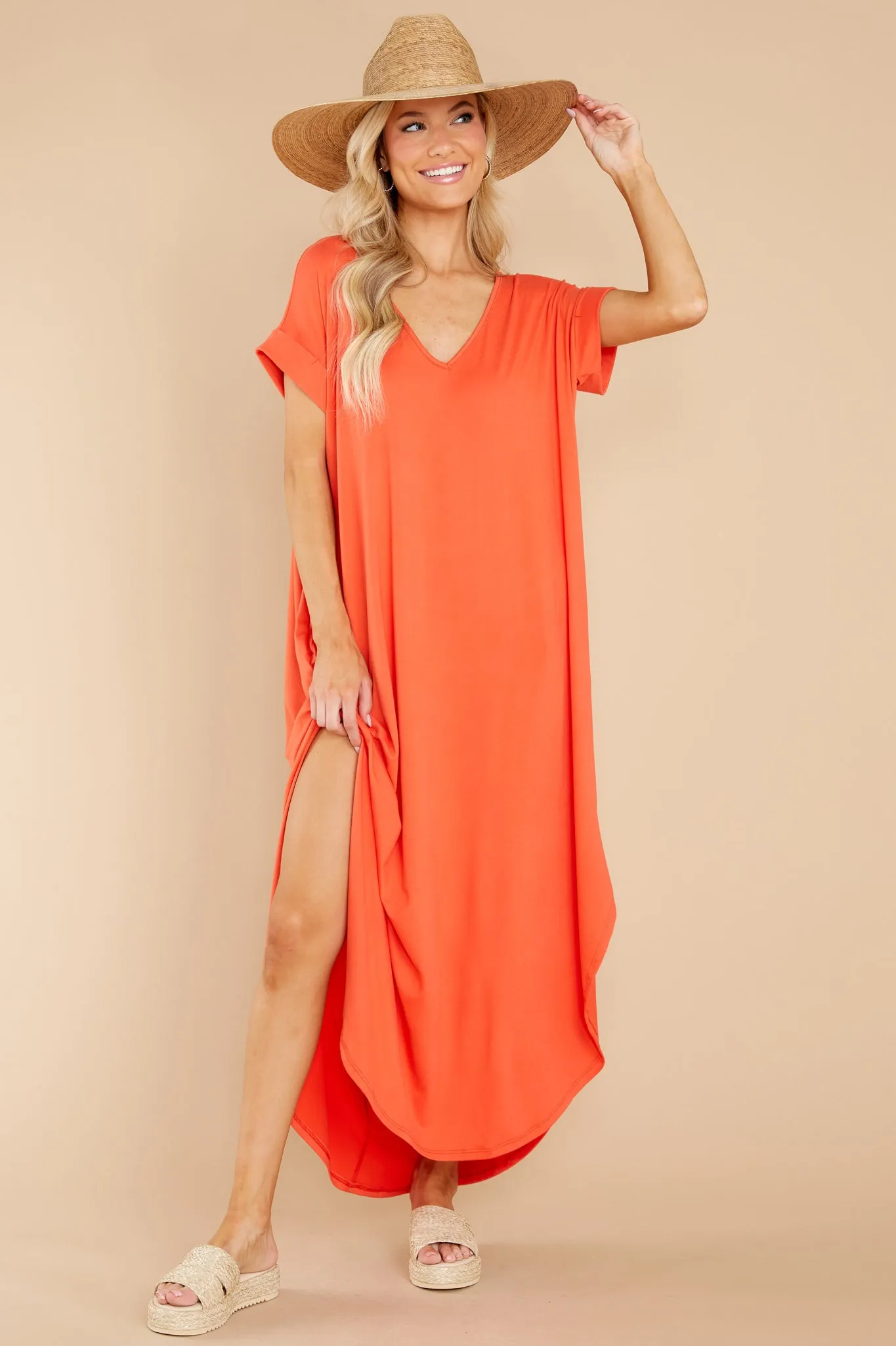 Always The Same Thing Coral Maxi Dress