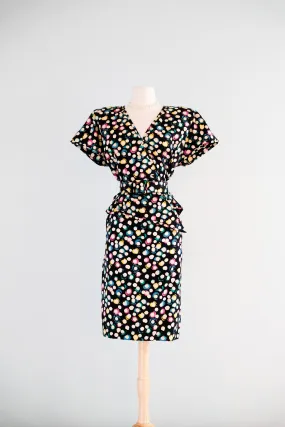 Amazing 1980's Made in Italy Two-Piece Polka Dot Set By Emanuel Ungaro / M