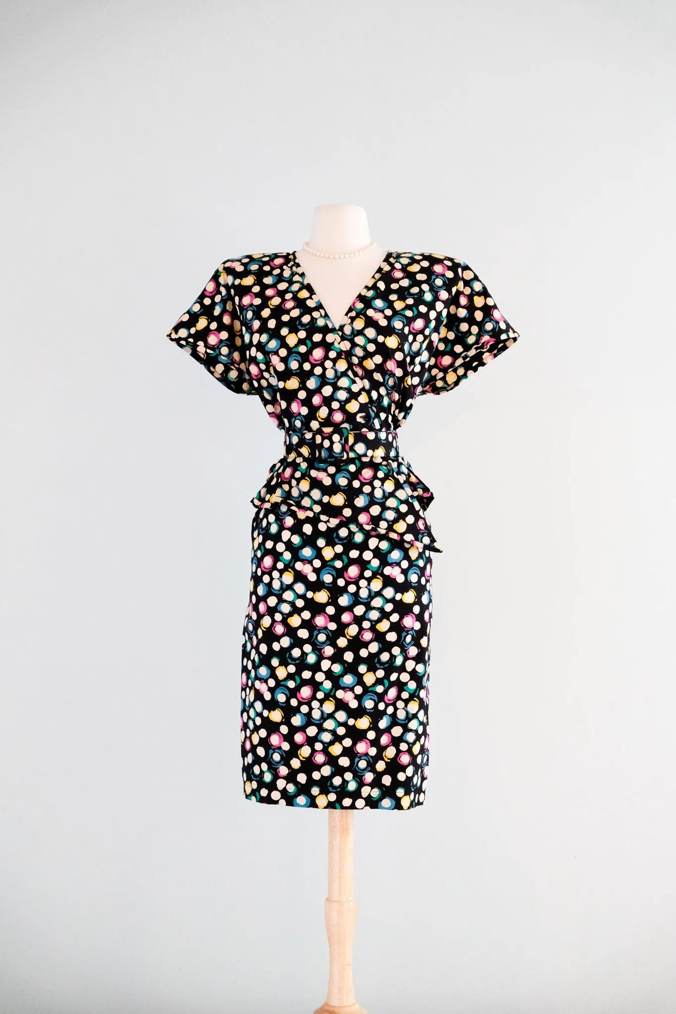 Amazing 1980's Made in Italy Two-Piece Polka Dot Set By Emanuel Ungaro / M