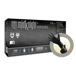 Ansell Microflex Midknight Powder-Free Nitrile Exam Gloves Glove Exam Nitrile Midknightpf Lg 100/Bx 10Bx/Cs