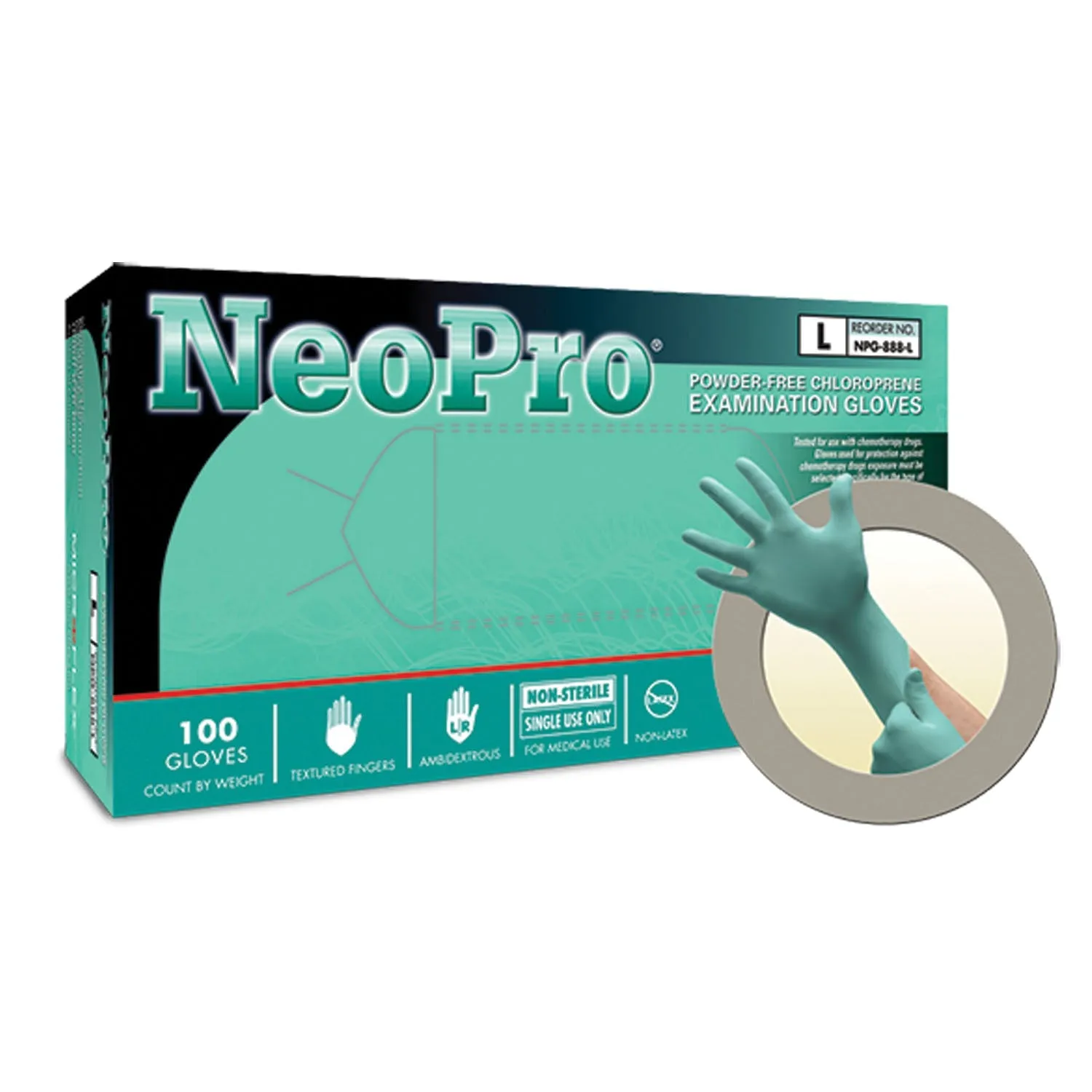 Ansell Microflex Neopro Powder-Free Chloroprene Exam Gloves Mbo-Glove Exam Chloroprene Pf Lfneopro Sm 100/Bx 10Bx/Cs