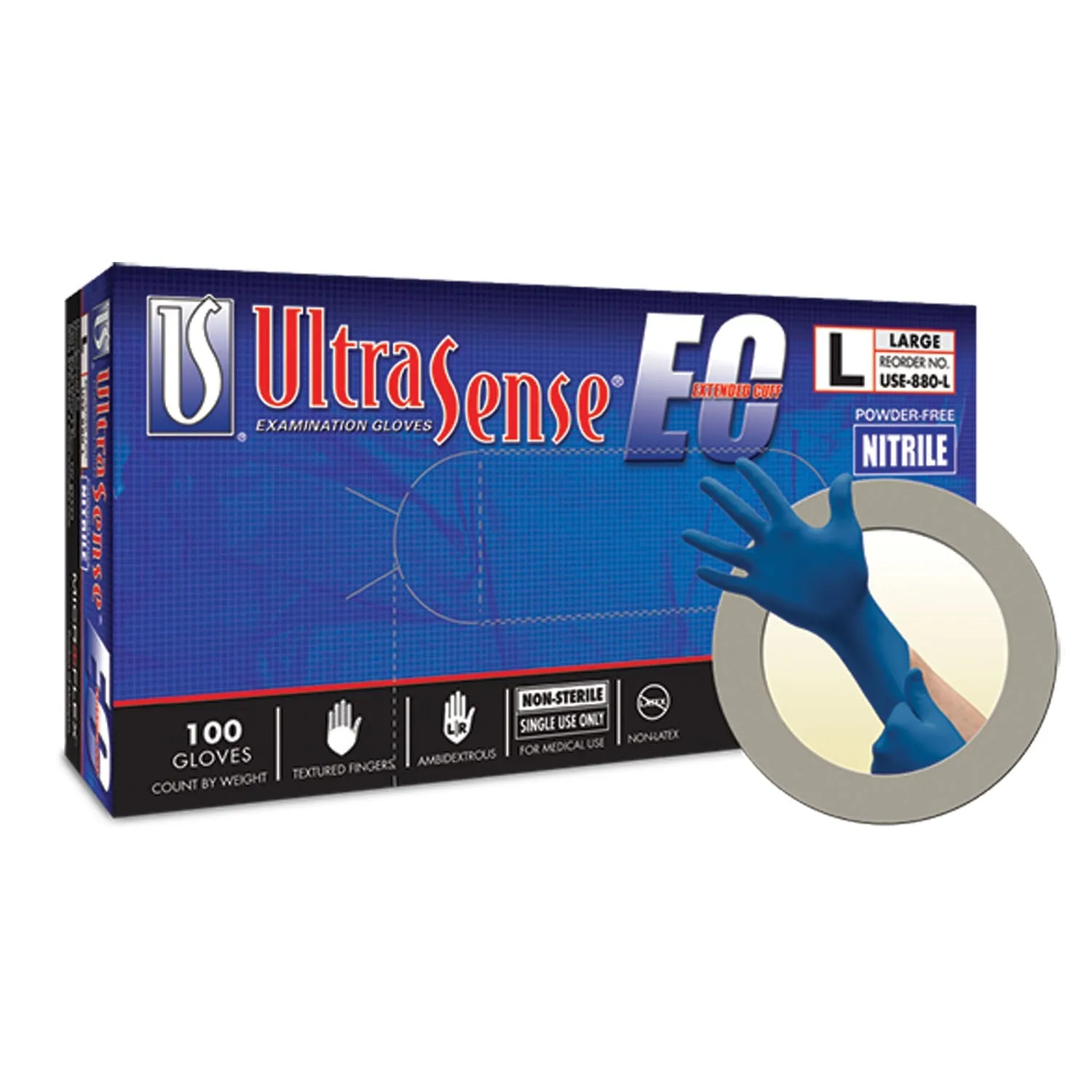 Ansell Microflex Ultrasense Ec Powder-Free Nitrile Exam Gloves Glove Exam Nitrile Ultrasenseextcuff Pf Sm 100/Bx 10Bx/Cs