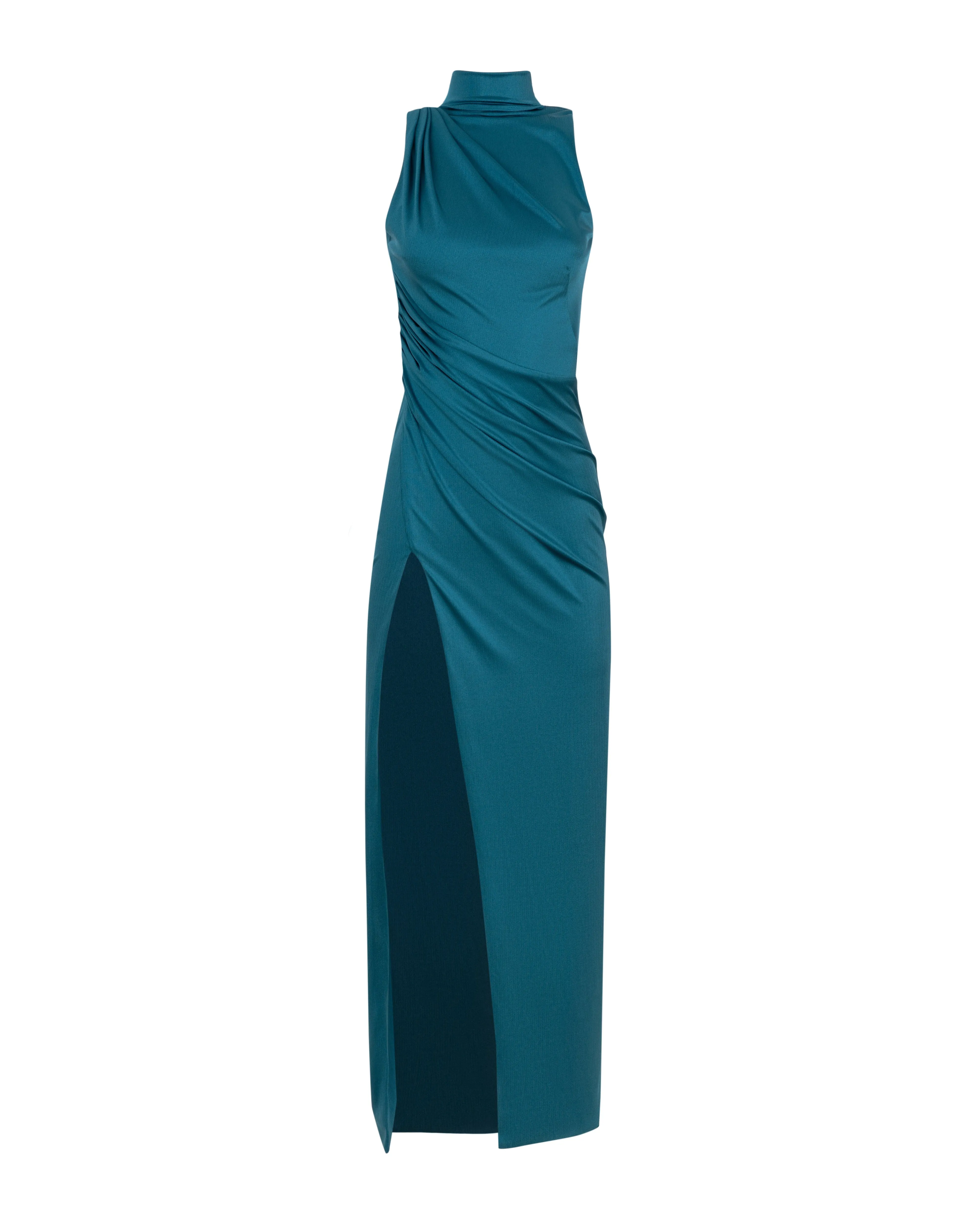 Aquamarine mock neck sleeveless maxi