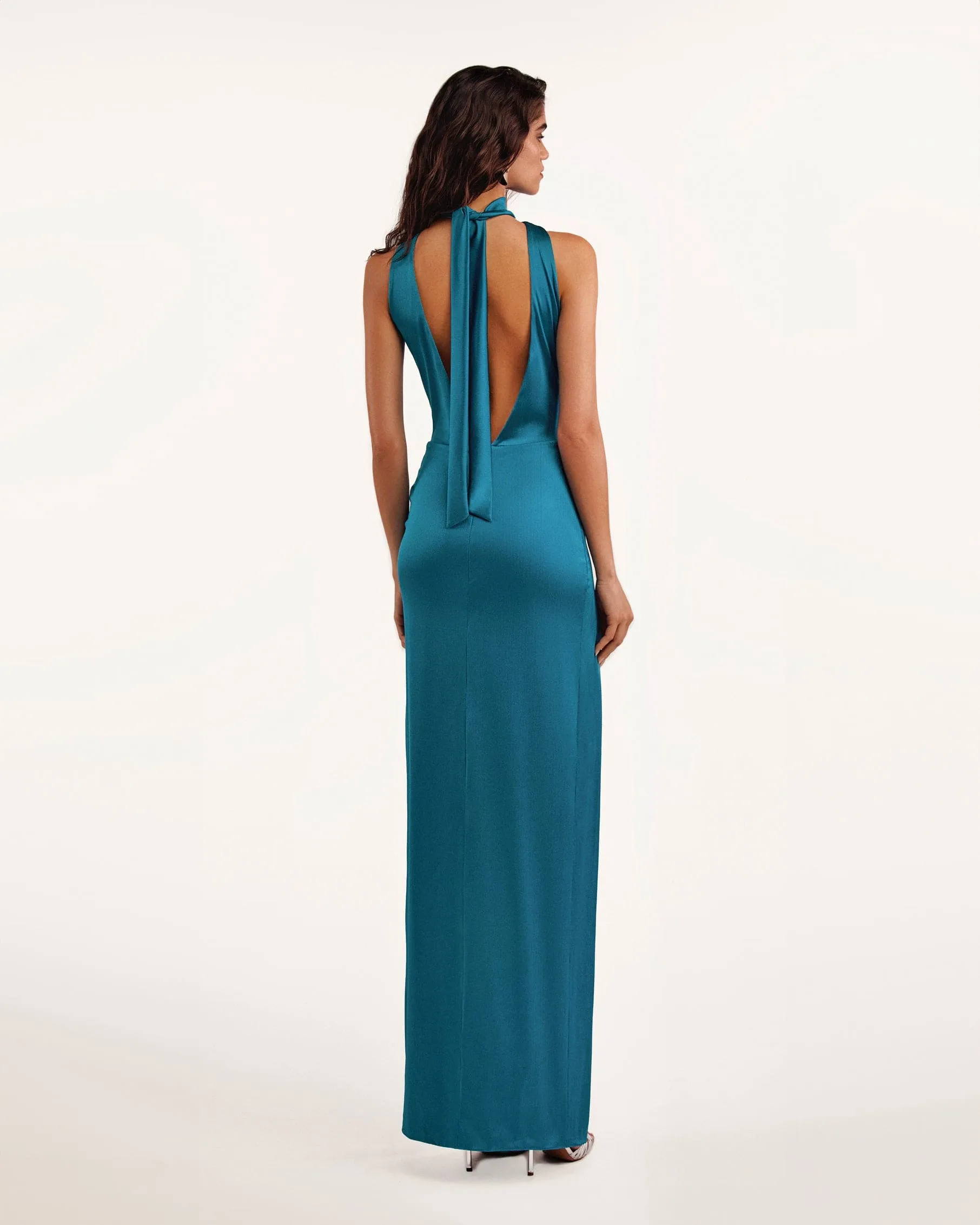 Aquamarine mock neck sleeveless maxi