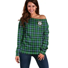 Arbuthnot Ancient Tartan Off Shoulder Women Sweater with Family Crest