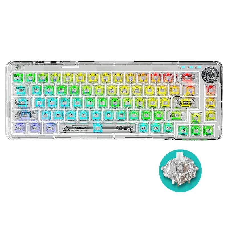 AULA F68 Transparent Gasket 3-Mode RGB Mechanical Keyboard