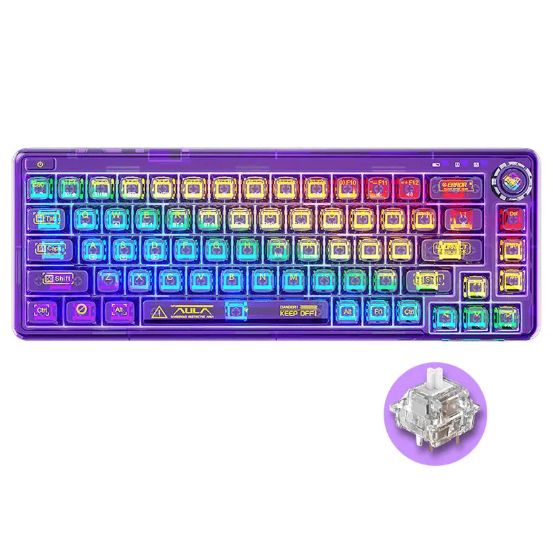 AULA F68 Transparent Gasket 3-Mode RGB Mechanical Keyboard