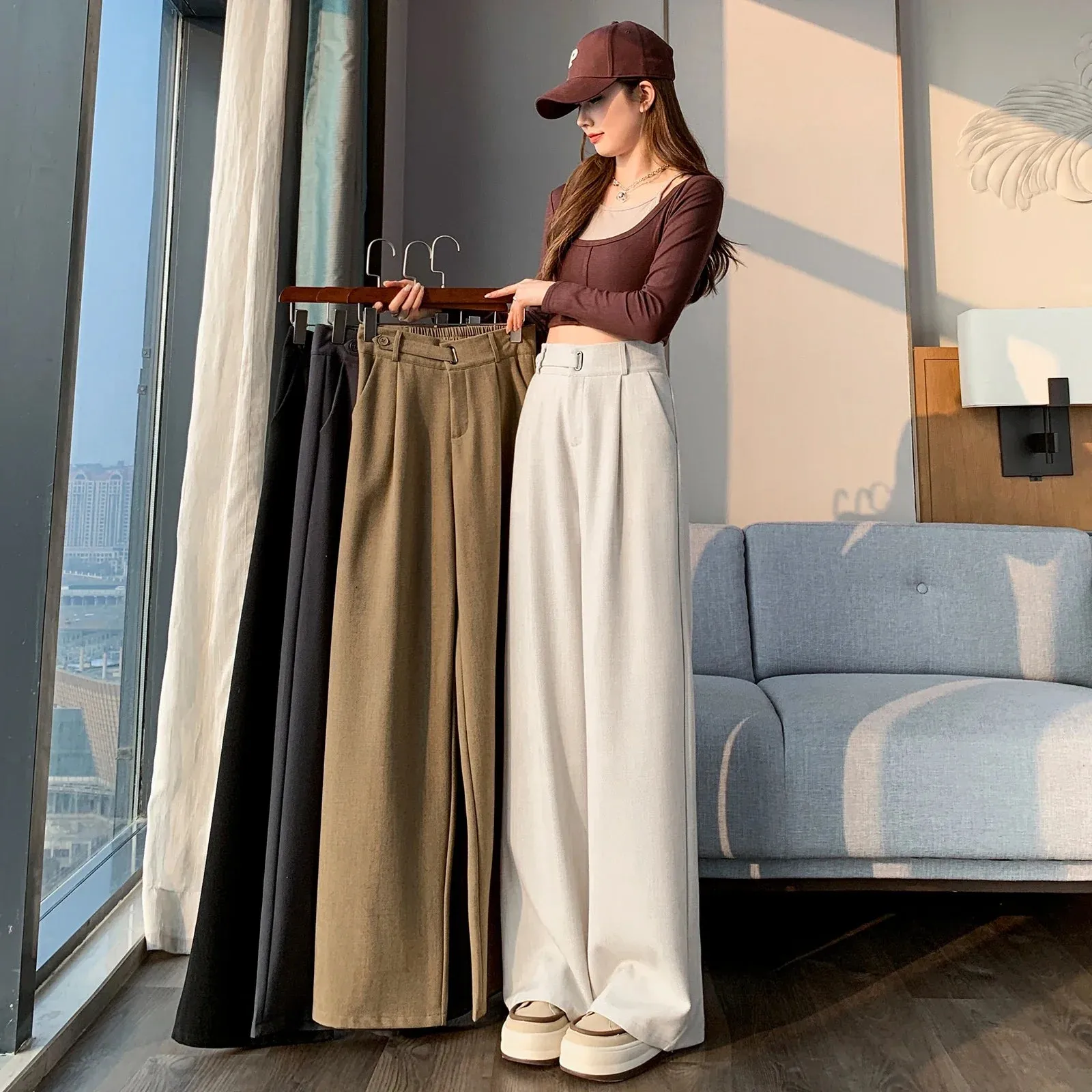 Baggy Classic Pants Vintage Office Lady Casual Trousers Work High Pants