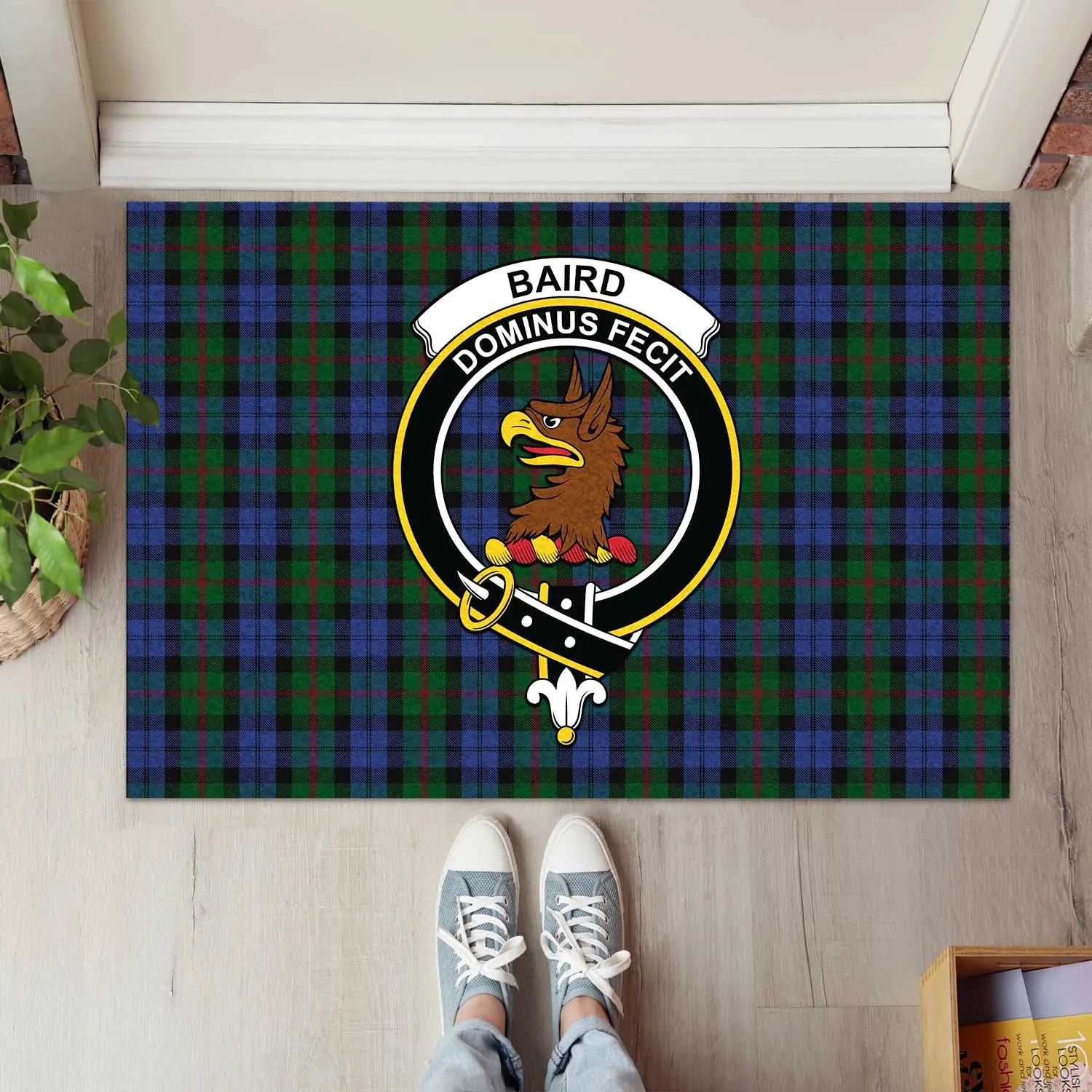 Baird Tartan Door Mat with Family Crest