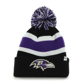 Baltimore Ravens 47 Brand Tri-Tone Breakaway Cuffed Beanie Poofball Hat Cap