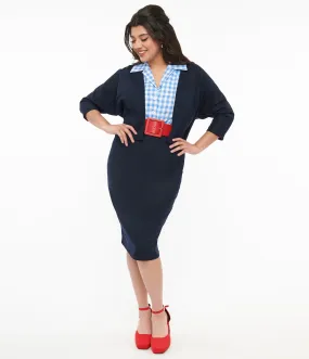 Barbie x Unique Vintage 1950s Navy Commuter Set Wiggle Skirt