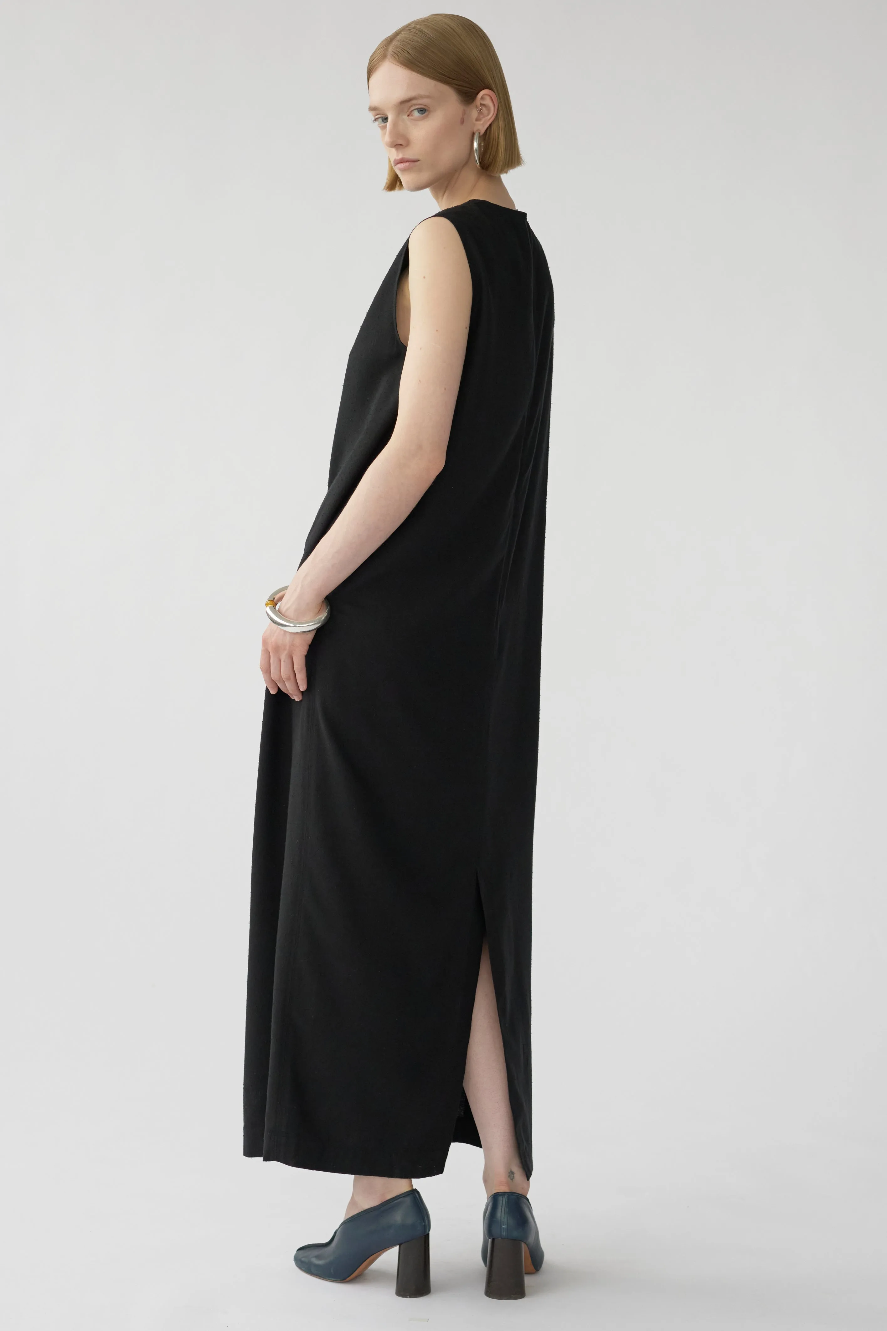 BARRY DRESS - BLACK - RAW SILK