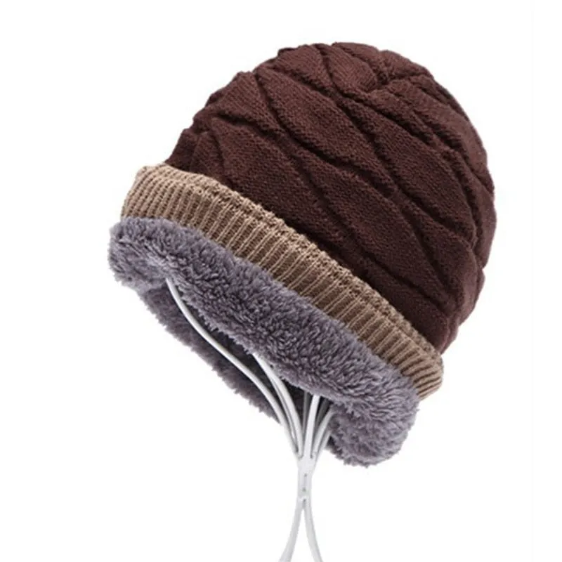 Beanies Knitted Men's Ladies Winter Men Caps Warm Fur Winter Beanie Fleece Knit Bonnet  Hat