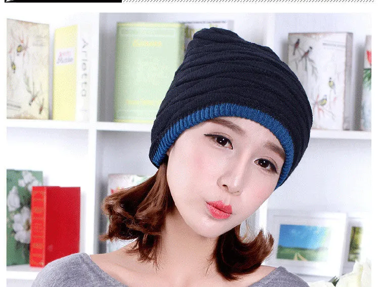 Beanies Knitted Men's Ladies Winter Men Caps Warm Fur Winter Beanie Fleece Knit Bonnet  Hat