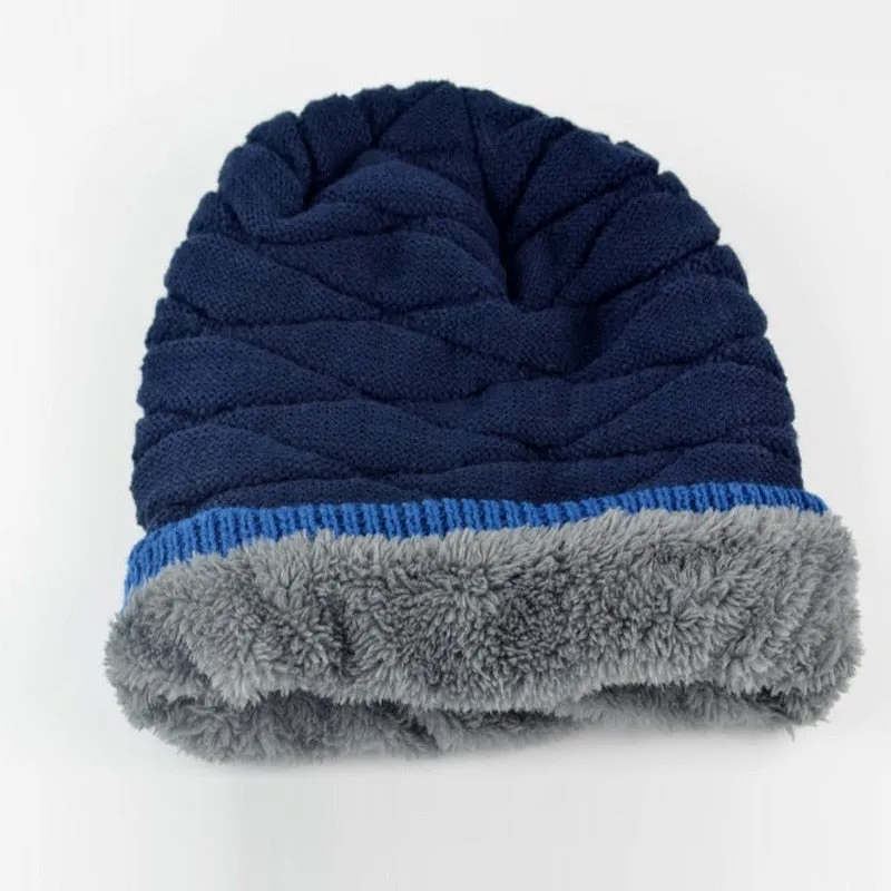 Beanies Knitted Men's Ladies Winter Men Caps Warm Fur Winter Beanie Fleece Knit Bonnet  Hat