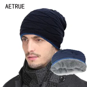 Beanies Knitted Men's Ladies Winter Men Caps Warm Fur Winter Beanie Fleece Knit Bonnet  Hat