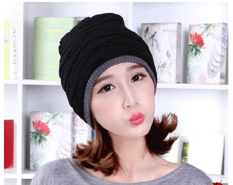 Beanies Knitted Men's Ladies Winter Men Caps Warm Fur Winter Beanie Fleece Knit Bonnet  Hat