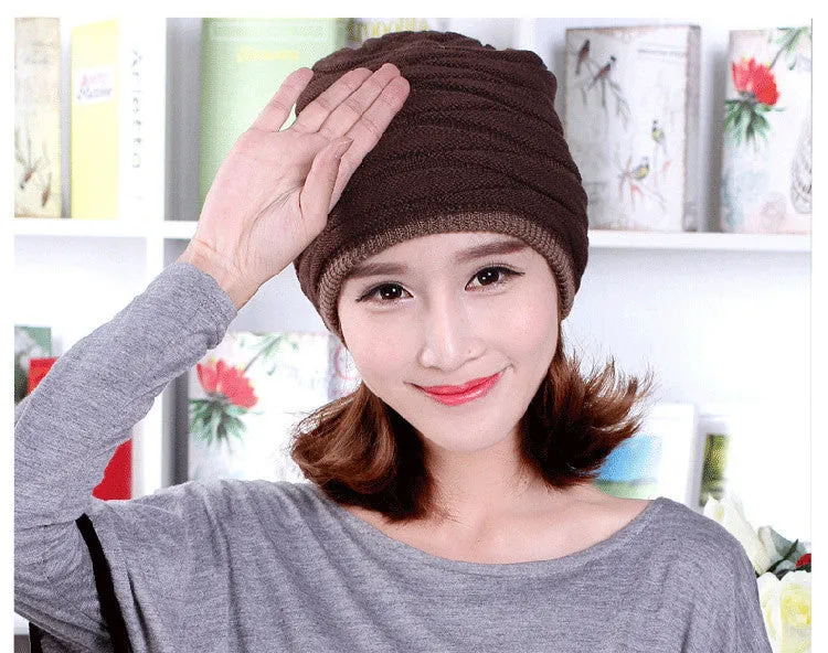 Beanies Knitted Men's Ladies Winter Men Caps Warm Fur Winter Beanie Fleece Knit Bonnet  Hat