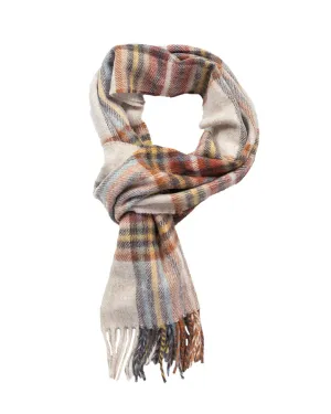 Beige Otley Plaid Made in England Merino Wool Scarf