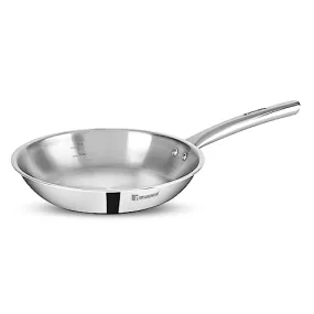 BERGNER Tripro Triply Stainless Steel Frypan/Skillet, 24 cm, 2.0 litres, Ergonomic Stay Cool Handle, Flared Rim, Efficient and Fast Heating, Induction, Gas and Metal Spatula Friendly