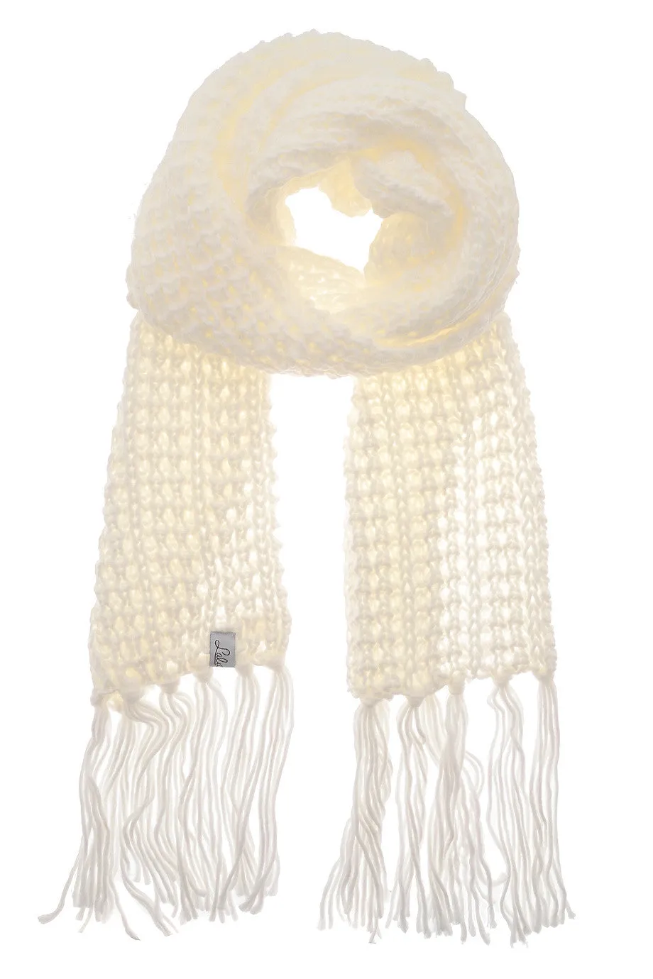 BERN Ivory Wool Fringed Woman Scarf