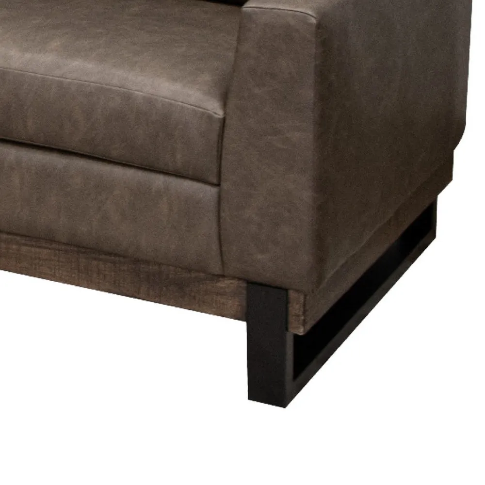 Berry Sofa, Chocolate Brown Faux Leather, Foam, Solid Pine Wood, 89 Inch By Casagear Home