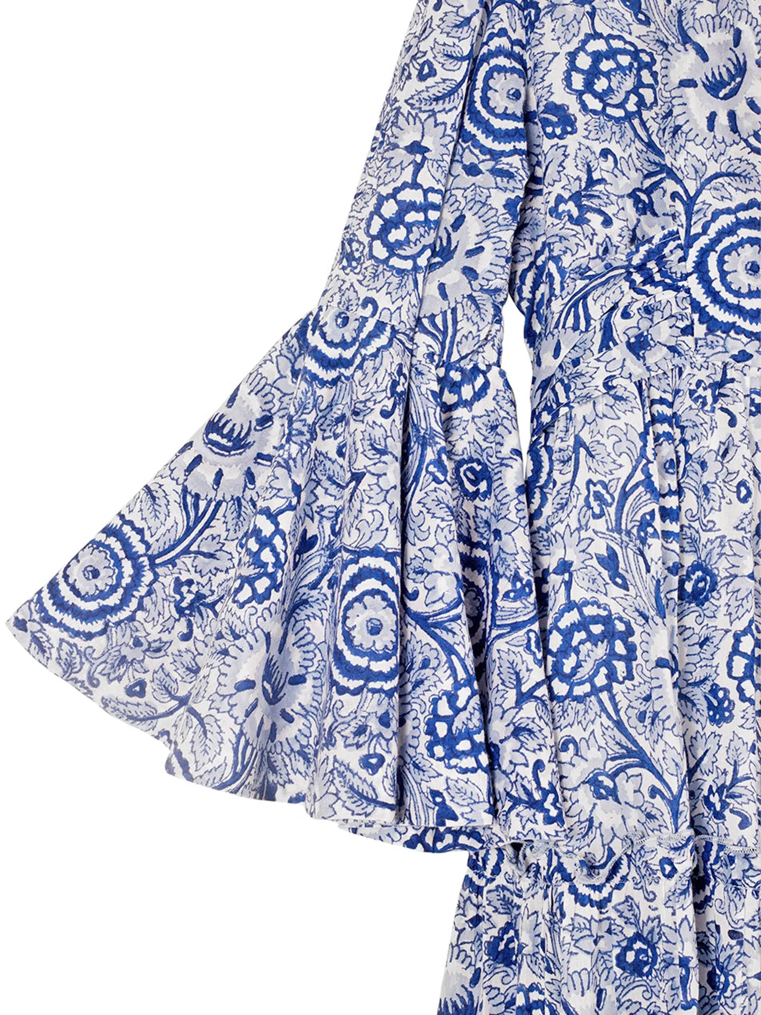 Block Printed Girl's Dress - Blue Floral