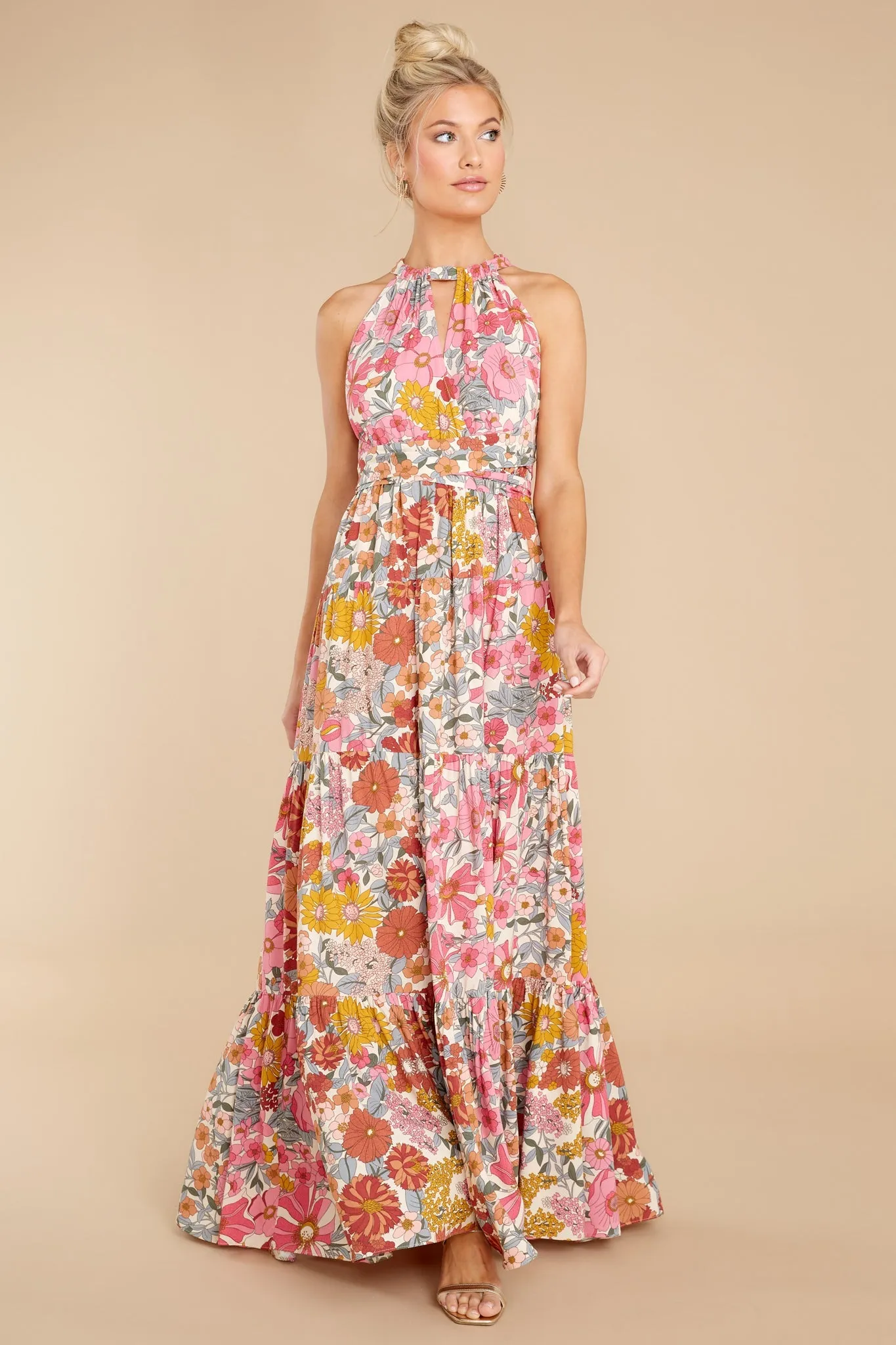 Blossom And Bloom Pink Floral Print Maxi Dress