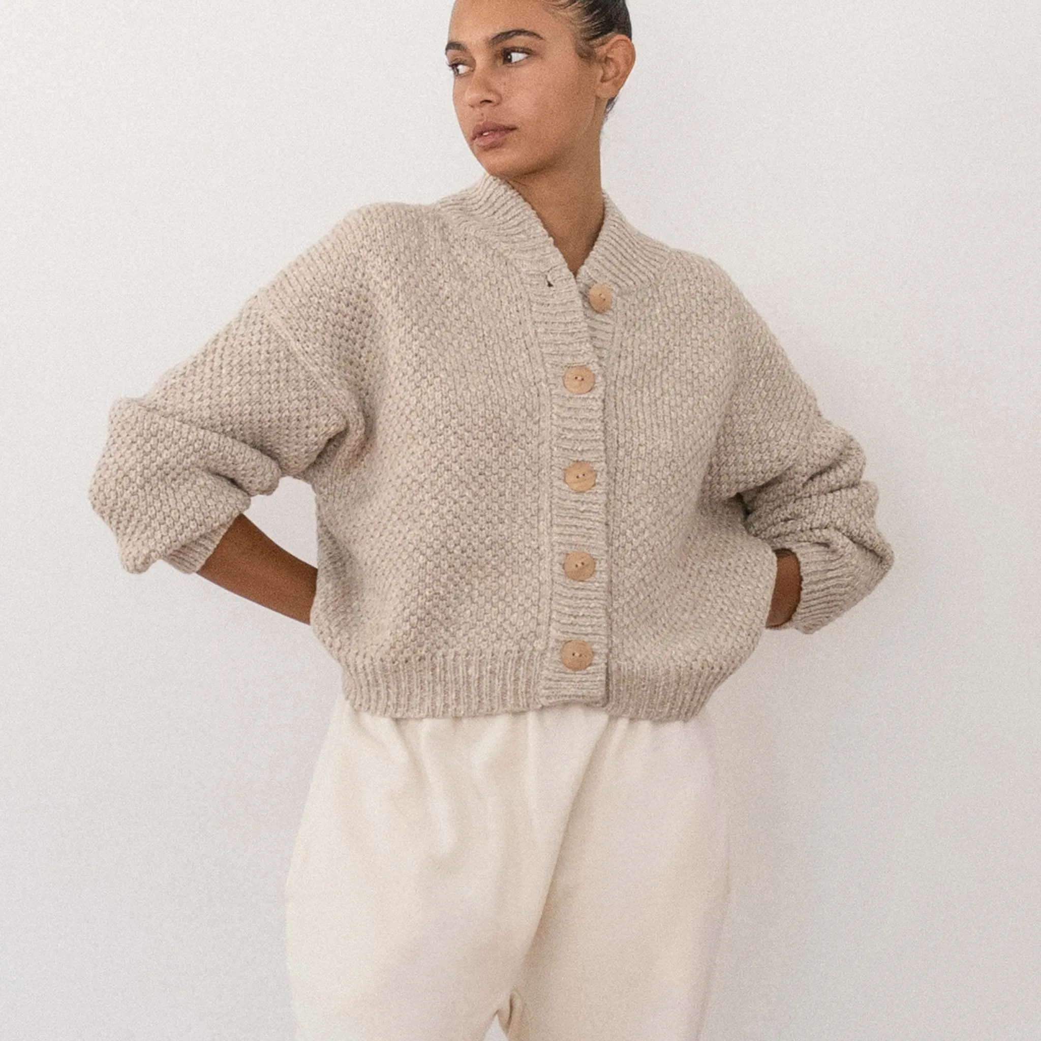 Box Bomber, Undyed Limestone Organic Cotton/Alpaca Blend