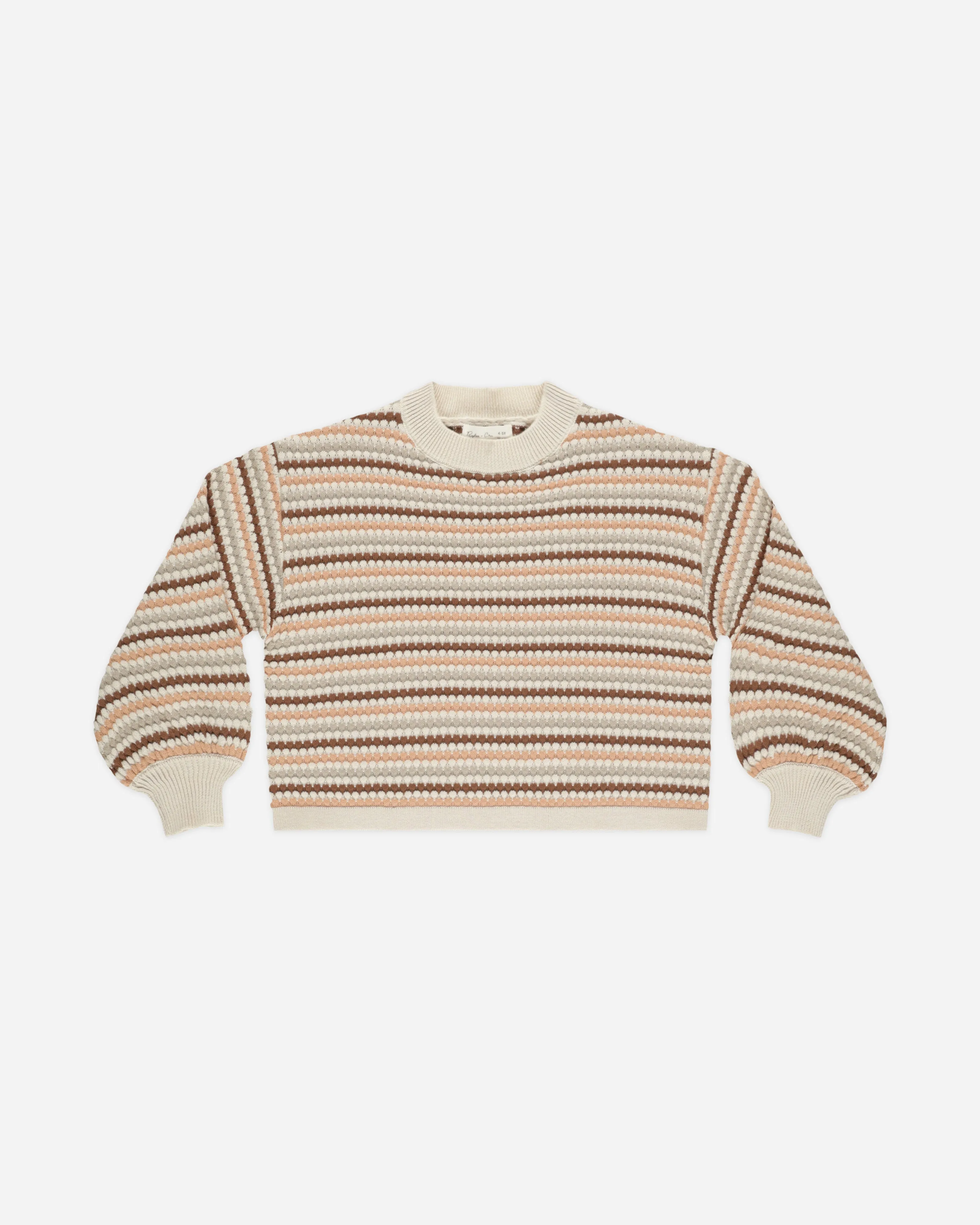 Boxy Crop Sweater || Honeycomb Stripe