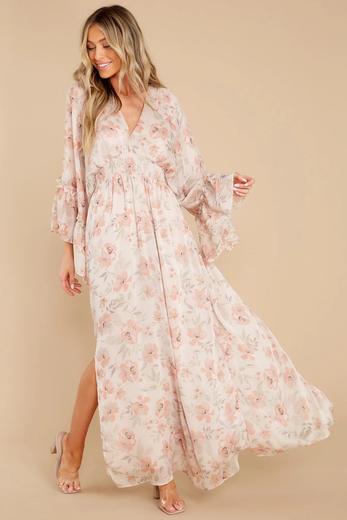 Bring Me Flowers Blush Floral Print Maxi Dress