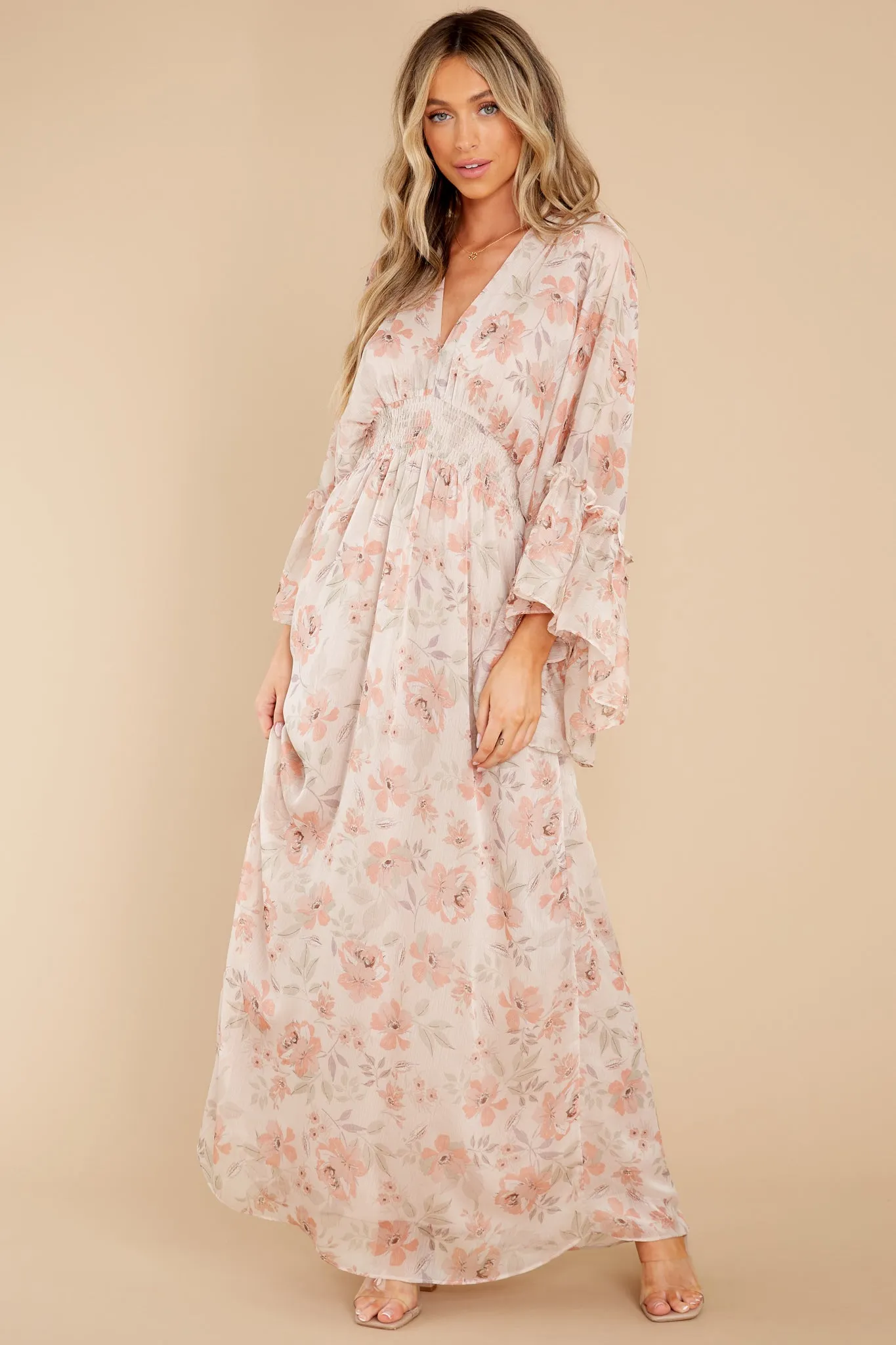 Bring Me Flowers Blush Floral Print Maxi Dress