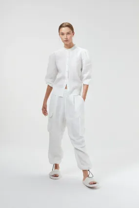 Cargo Linen Pants - Off-White