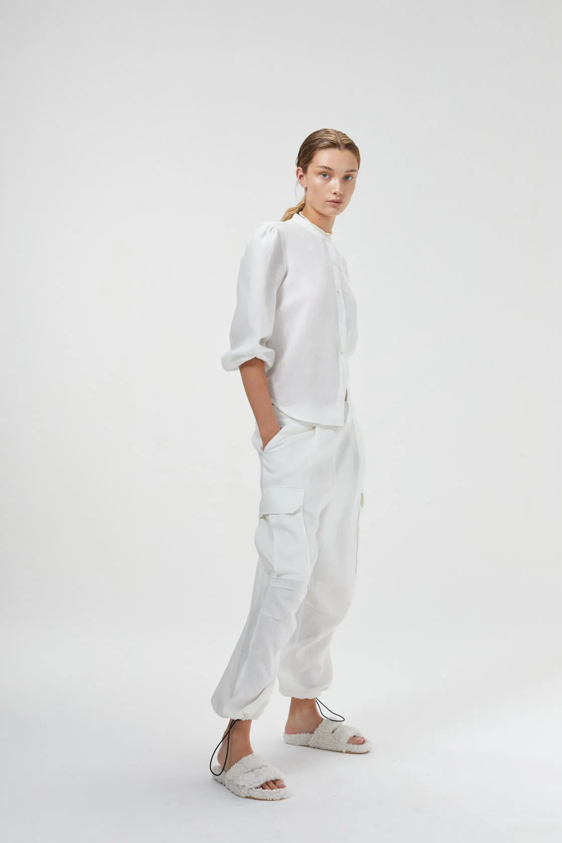 Cargo Linen Pants - Off-White