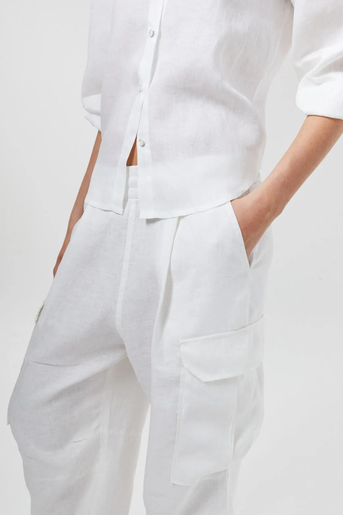 Cargo Linen Pants - Off-White